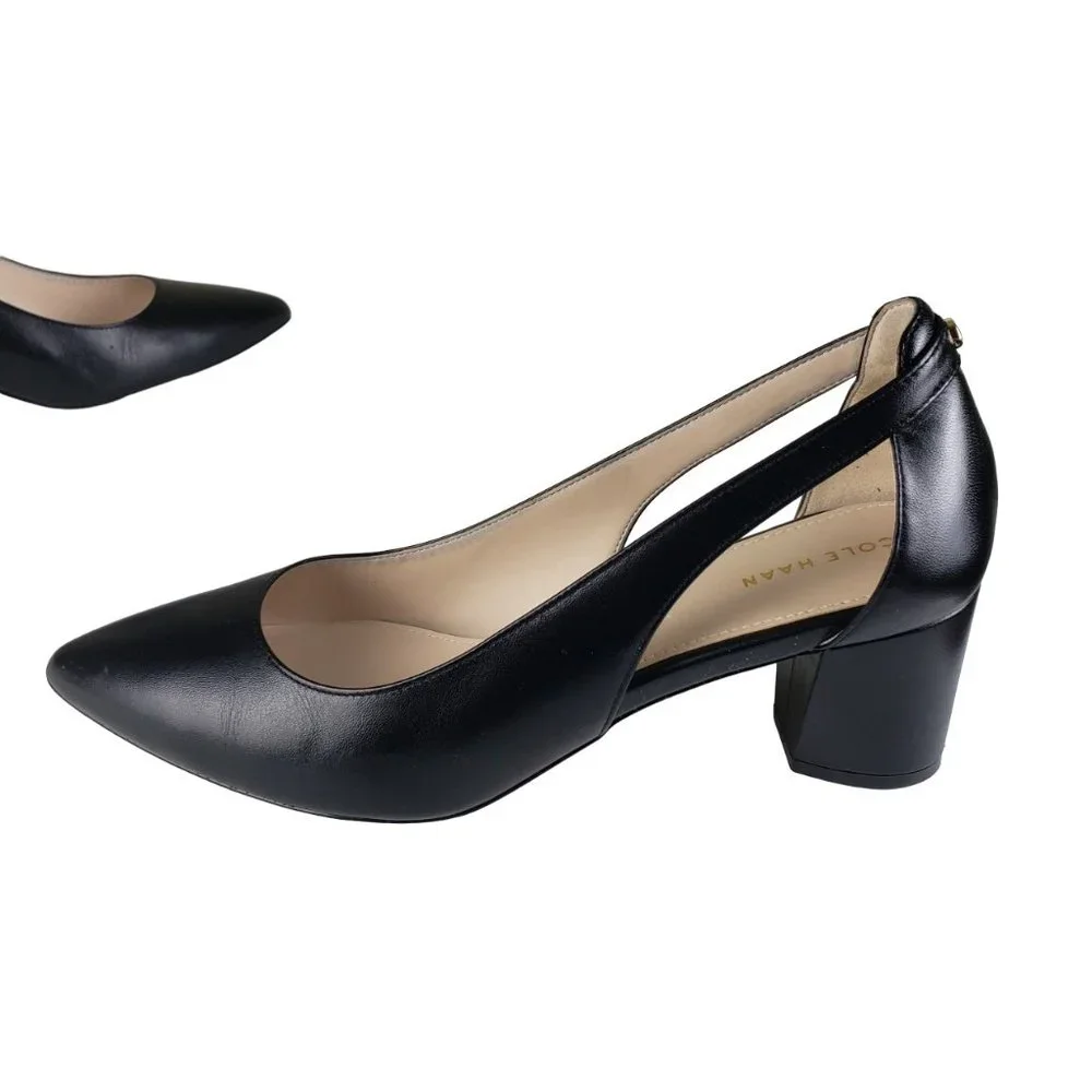 Cole Haan Emilee Black Leather Cutout Pump 9B Excellent Condition - Picture 9 of 16